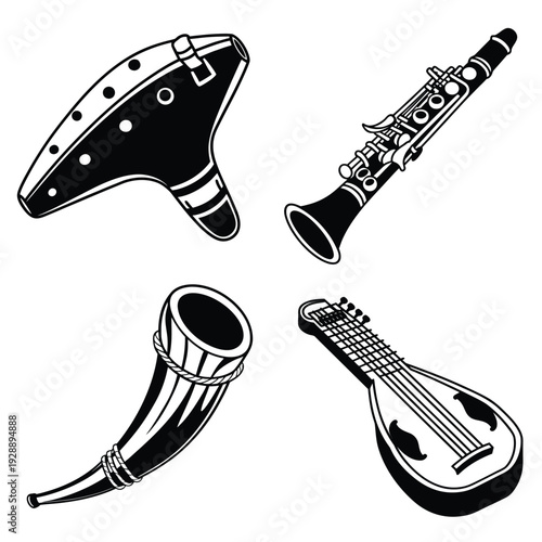 Harmonica, Xylophone, Zither, and Concert Piano Set