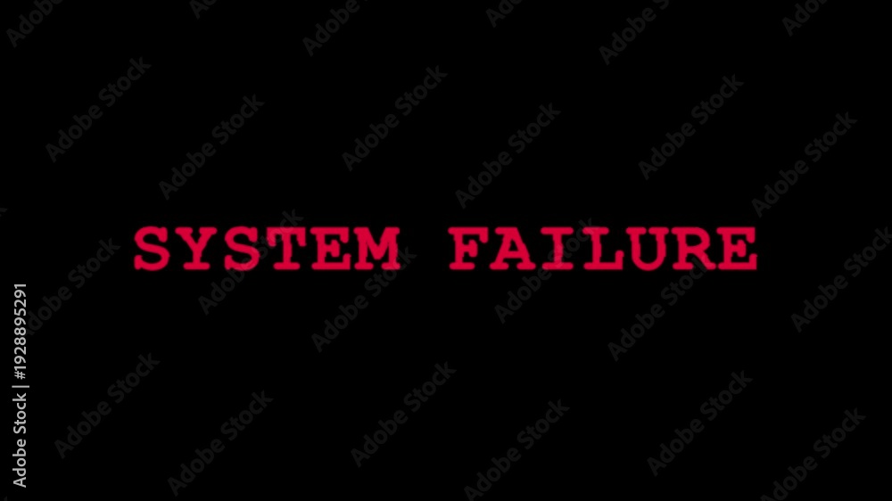Digital System Failure Warning Message Displayed on a Black Screen ...