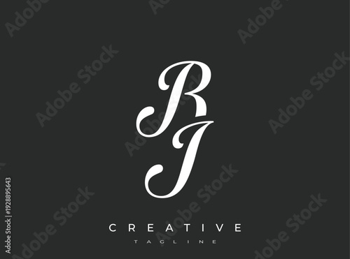 Elegant BJ Monogram Logo for Creative Branding, Feminine Calligraphy, Luxury Script and Wedding Stationery Design