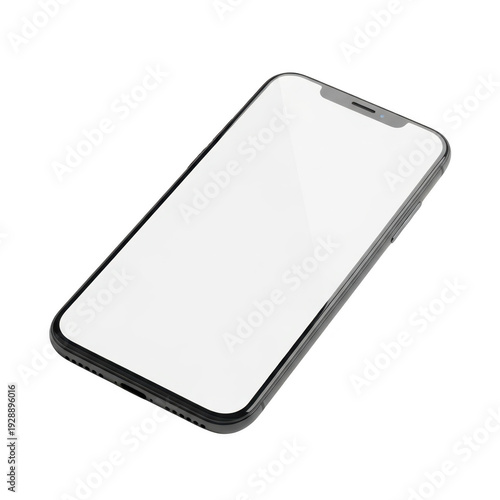 Smartphone with a blank white screen isolated on a white background isolated on transparent background