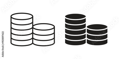 Coins icon. set of web icons on white background
