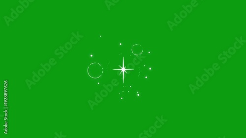 Glittering star dust tail entering frame with animated sparkle, magic flash, and cartoon smoke blast FX transition loop on green screen 4k video