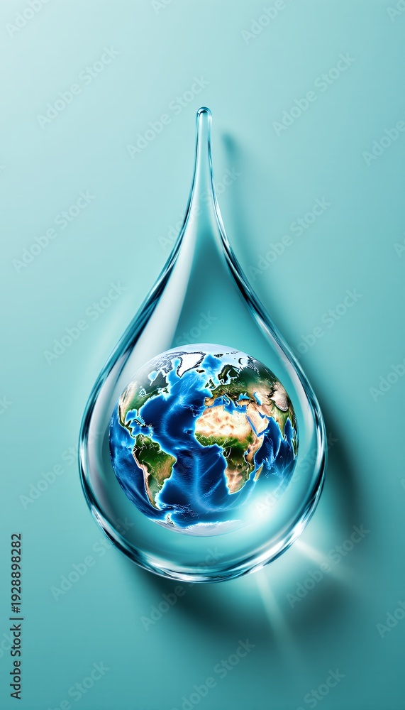 Obraz premium Elegant Water Droplet with Earth Inside in Stunning Detail