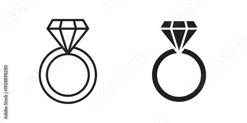 Diamond ring icon. set of web icons on white background