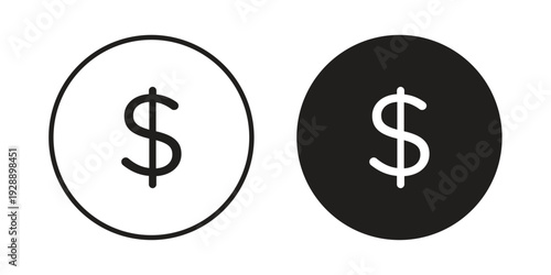 Dollar icon. set of web icons on white background