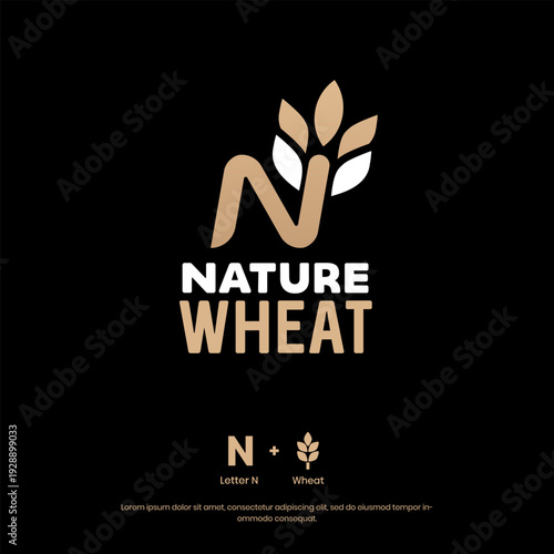 This elegant and refined logo presents a graceful wheat inspired monogram that blends organic symbolism with modern minimalism. The sleek golden tones set against a dark background