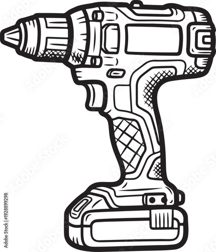 Cordless drill, power tool, construction equipment, DIY, workshop, battery operated, handyman tool, industrial equipment