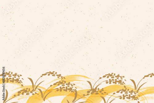 セピアの稲のイラスト背景　お米