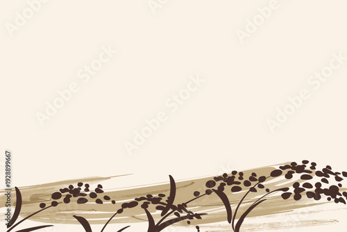 セピアの稲のイラスト背景　お米