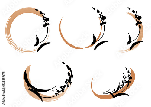 稲の和風お米ロゴマークイラストセット