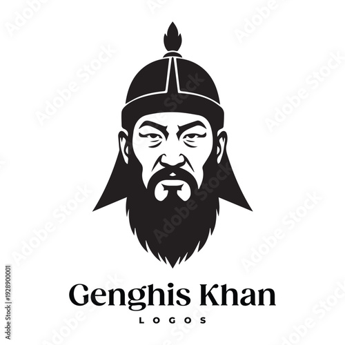 Genghis Khan Logo Icon Silhouette vector black design on a white background