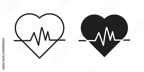 Heartbeat icon. set of web icons on white background