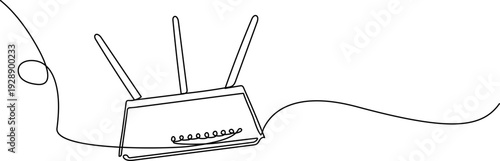 WebMinimalist Single Line Drawing of Wireless Router with Three Antennas