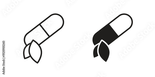 Herbal capsule icon. set of web icons on white background