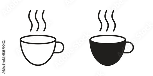 Hot coffee cup icon. set of web icons on white background