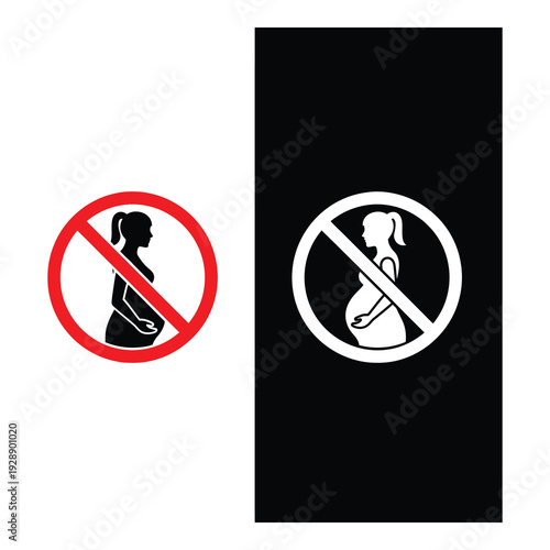 No pregnant women allowed signs with red circle and line  pregnancy prohibition symbol icon