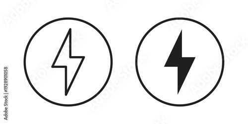 Lightning icon. set of web icons on white background