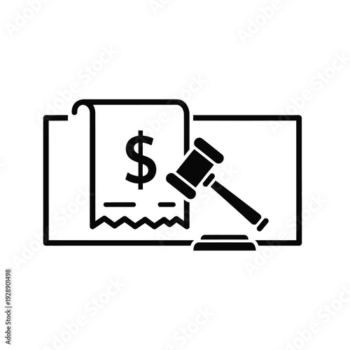 Vector illustration icon invoice with dollar sign and gavel icon