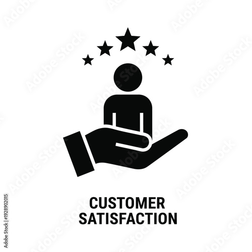 Vector illustration icon customer satisfaction rating with hand and stars