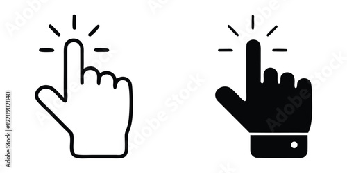 Hand click cursor icon. Computer mouse click cursor arrow icon