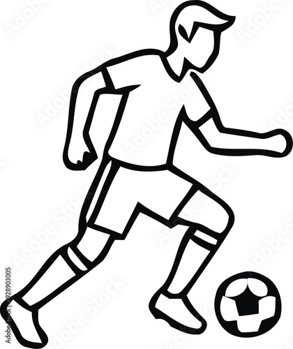 Soccer Player in Action: Capturing a dynamic moment, the soccer player dribbles the ball with focused determination, showcasing skill, agility, and the thrill of the sport.