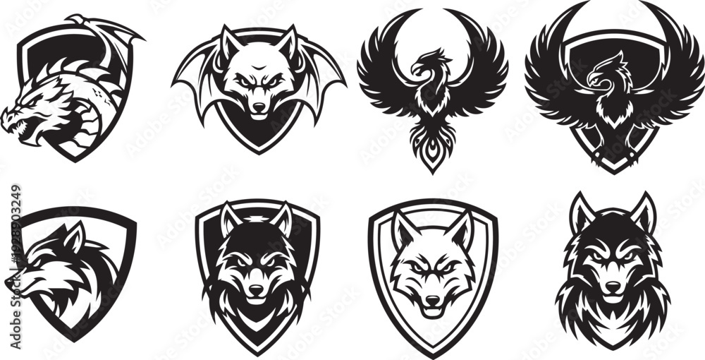 Fototapeta premium Professional esports gaming mascot silhouette elements