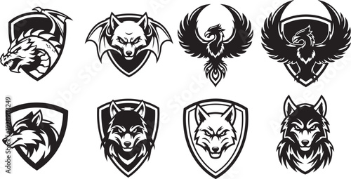 Professional esports gaming mascot silhouette elements