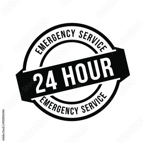 Vector illustration icon 24 hour emergency service black and white icon