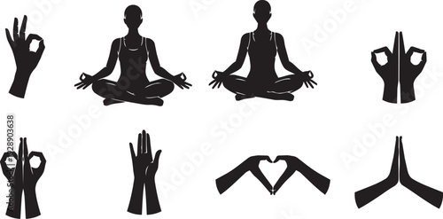 silhouettes of yoga poses