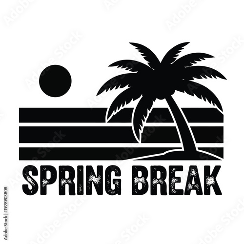 Foto Vector illustration icon black and white spring break illustration with palm tre
