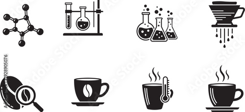 Science of coffee brewing molecular chemistry icons