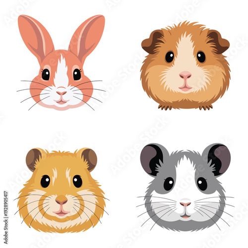 Bunny and hamster family faces set, Easter classroom craft sheet, petting zoo visit schedule, humane education session materials, printable stickers