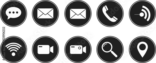 Collection of basic communication and navigation icons