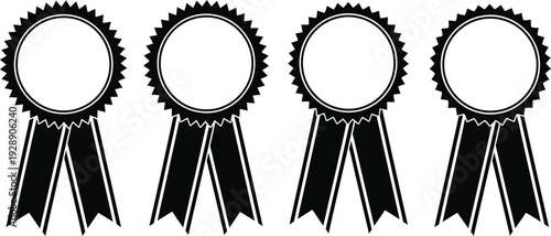 Four black rosette ribbons illustration