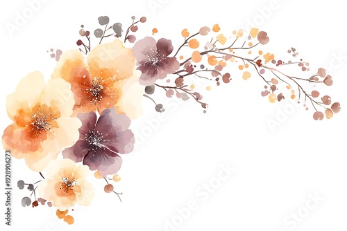 Beautiful watercolor floral arrangement with soft colors and delicate details for design use