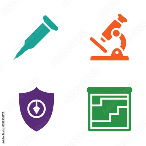 Immunization drive poster, syringe graphic, microscope demo, time based dosing shield, vitals chart station, vaccine safety briefing, consent form session