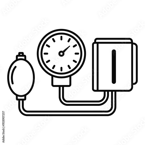 Blood pressure monitor with gauge and cuff medical device for health  medical equipment icon