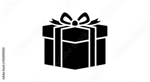 Black gift box with ribbon.
