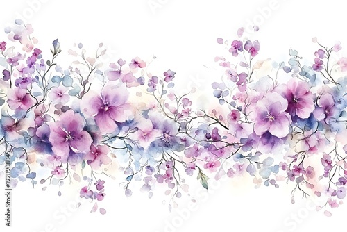 Soft Watercolor Floral Arrangement with Pastel Colors and Delicate Petals and Leaves