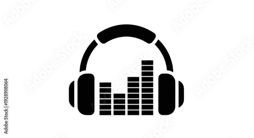 Black Headphones with Sound Wave Bars.