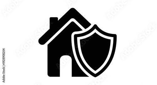 Black house shield protection icon.