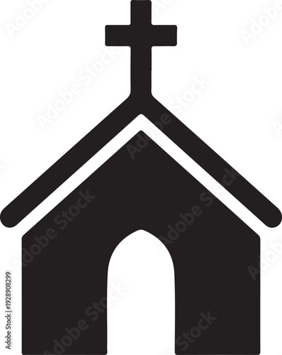 Christian church, chapel with cross flat icon for apps and websites