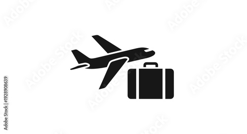 Airplane and Suitcase Travel Icons.