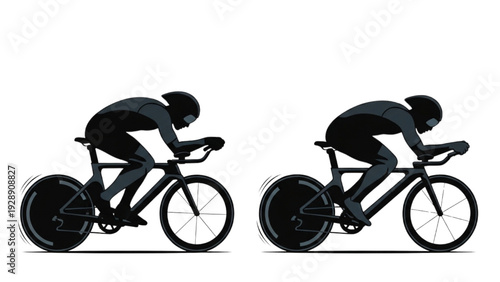 Professional Cyclist in Aerodynamic Time Trial Position for Speed and Performance Illustration