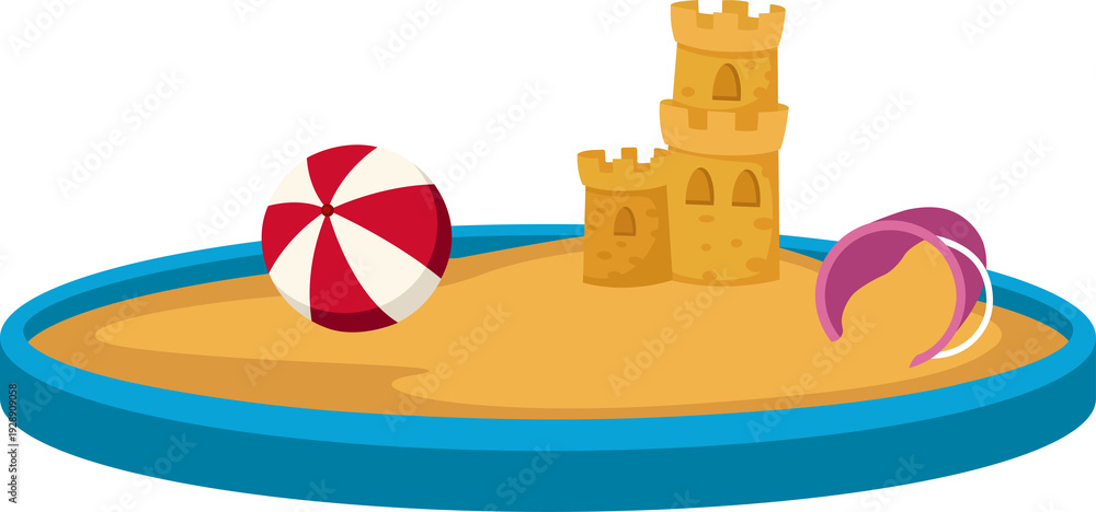 Φωτογραφία Sand Castle and Beach Ball Illustration