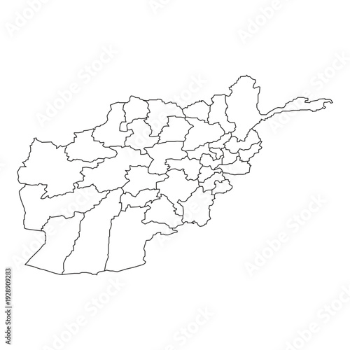 Outline map of Afghanistan showing administrative divisions