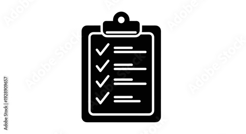 Black and white clipboard icon.