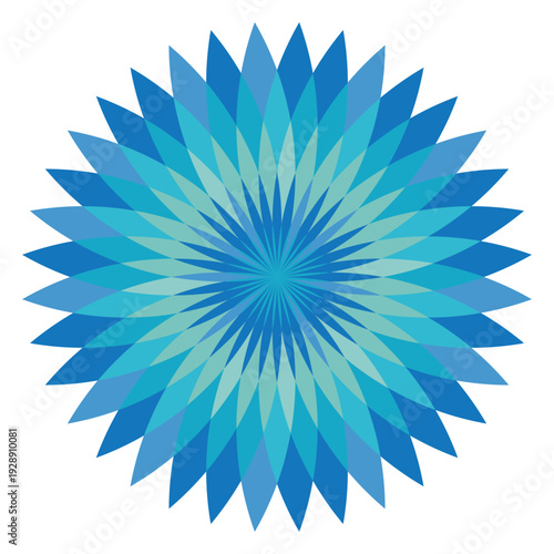 明るい色合いの抽象的な花の放射状イラスト