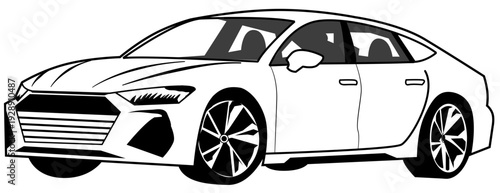 Minimalist icon graphic representing the roofline and windows of a dark gray passenger sedan viewed from above