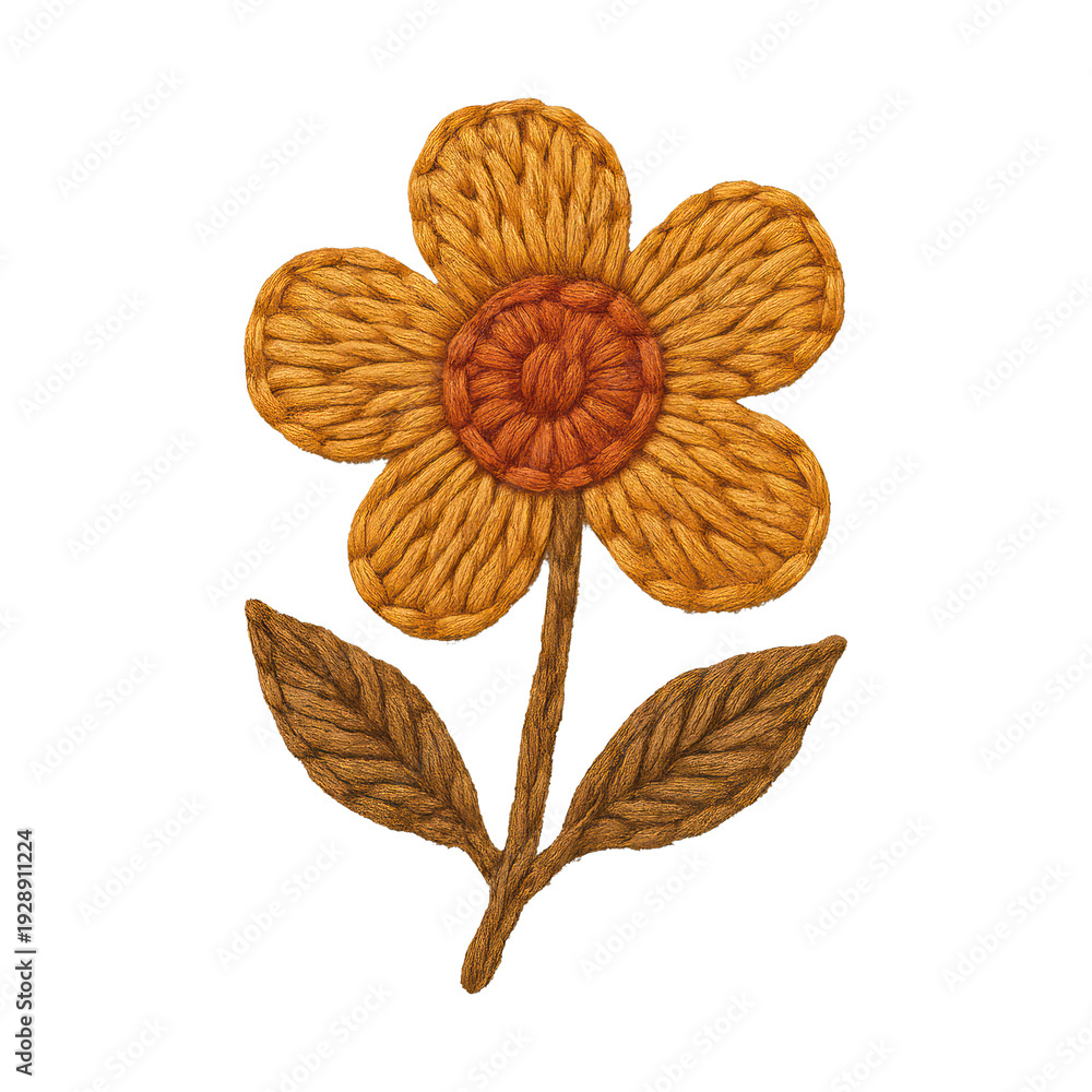 Fototapeta premium PNG Textured embroidered flower design.